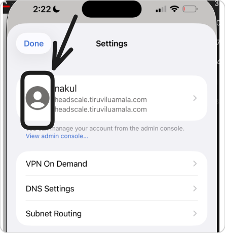 Settings, tap your account